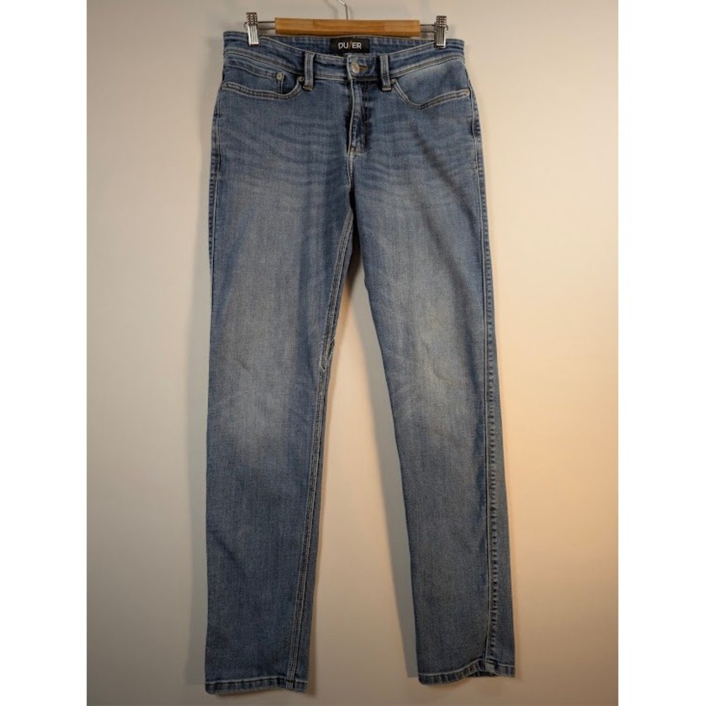DU/ER L2X Slim Fit Jeans Mens 31x32 (FITS 31x30.5) Blue Faded Coolmax Stretch